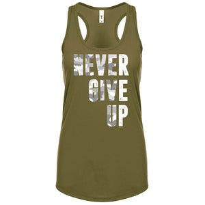 Never Give up REPEAT white Camo (Fitted - Size Up 1 Size)