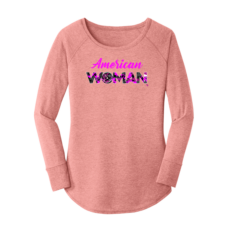 Womens X-Small Light Pink Long Sleeve Tunic Tee