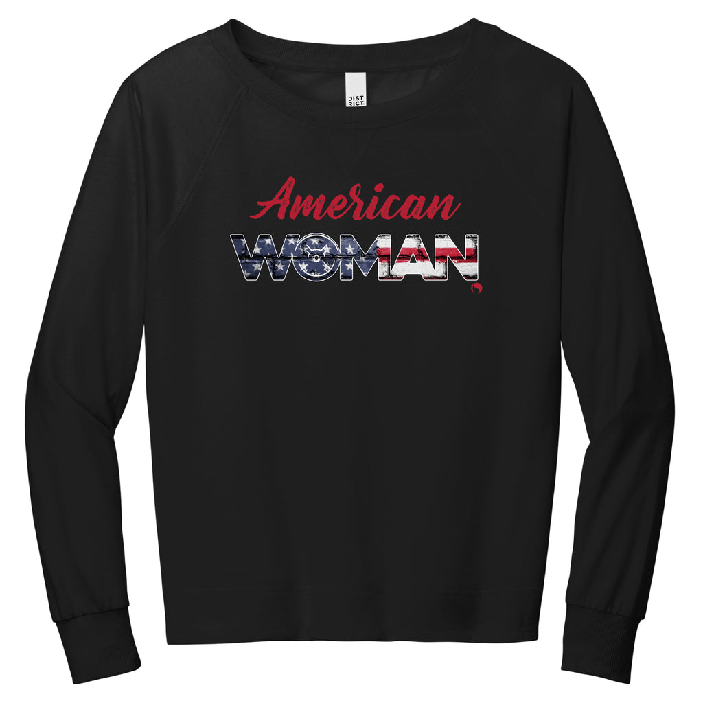 American Woman ( Light Weight French Terry Crew ) - FitnessTeeCo