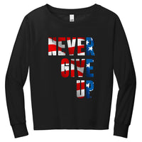 Never Give UP Repeat (Patriot) ( Light Weight French Terry Crew ) - FitnessTeeCo