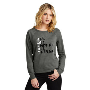 SWEAT She will endure all things ( Light Weight French Terry Crew ) - FitnessTeeCo