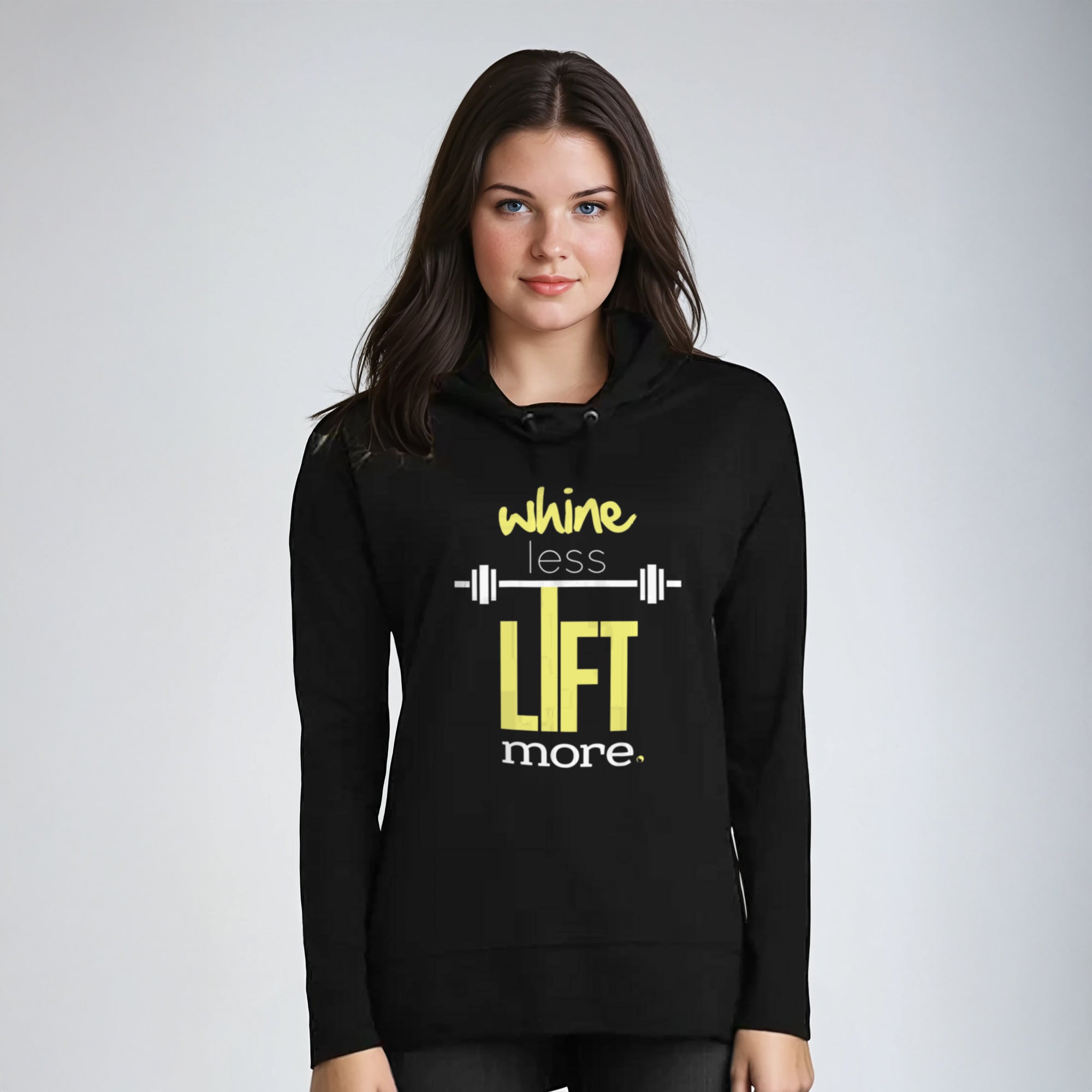 Whine less lift more (Yellow) Performance Hoodie