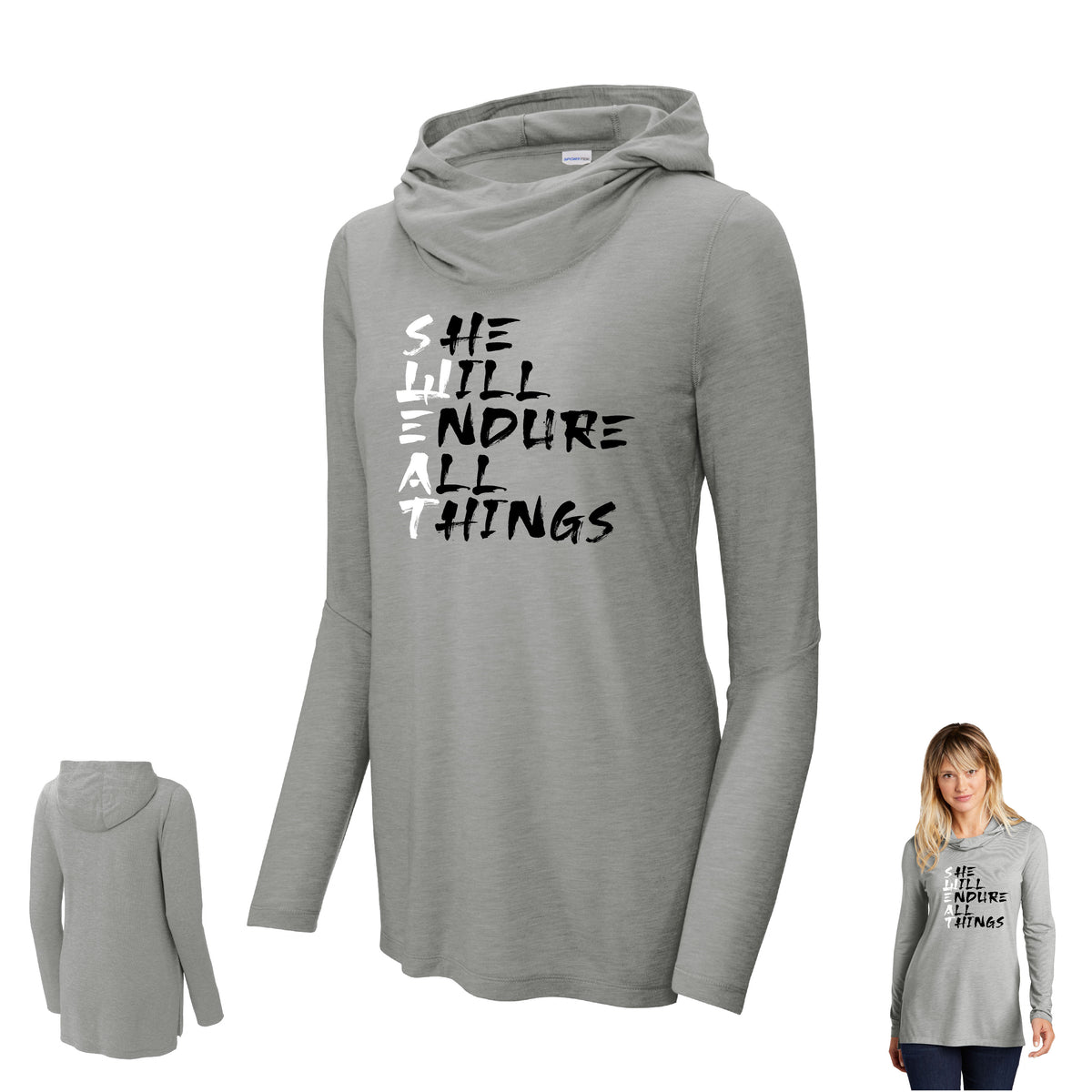 SWEAT She will endure all things - Recharge Hoodie - FitnessTeeCo