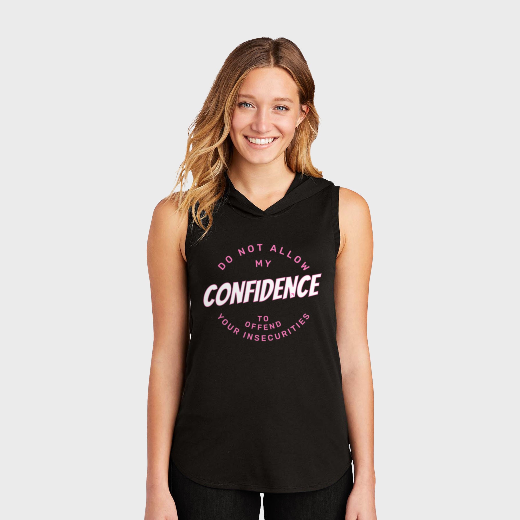 Confidence (Pink Font) Sleeveless Hoodie