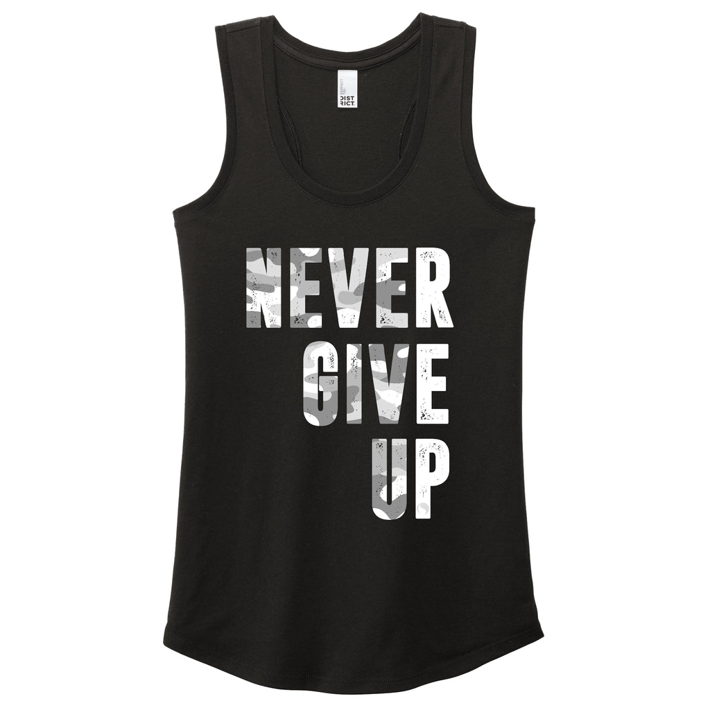 Never Give Up Repeat (CAMO) - FitnessTeeCo